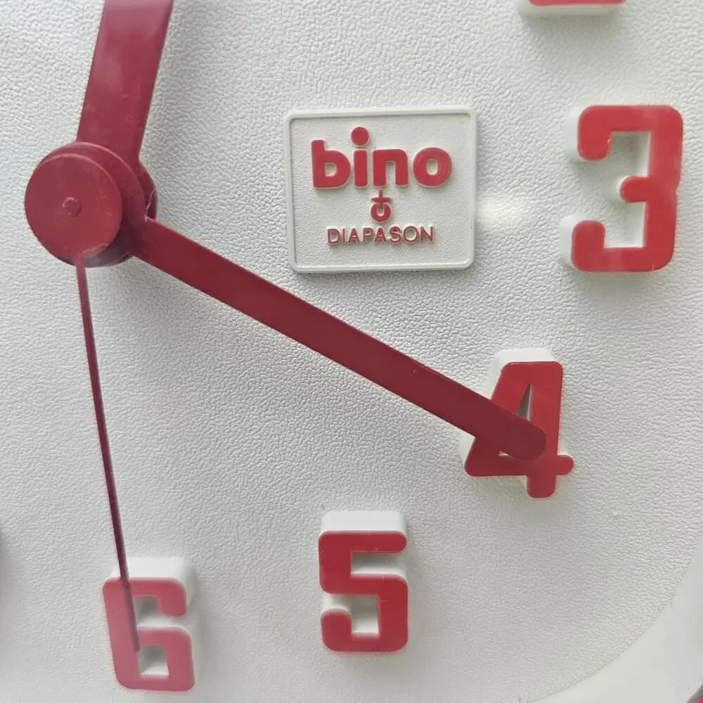 Bino Italian Imported Square Wall Clock Red And White